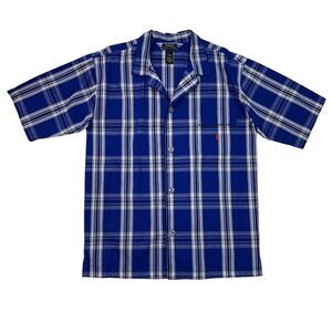 Polo Ralph Lauren Pajama Shirt Mens M Royal Woven Plaid Thin Cotton Button Front